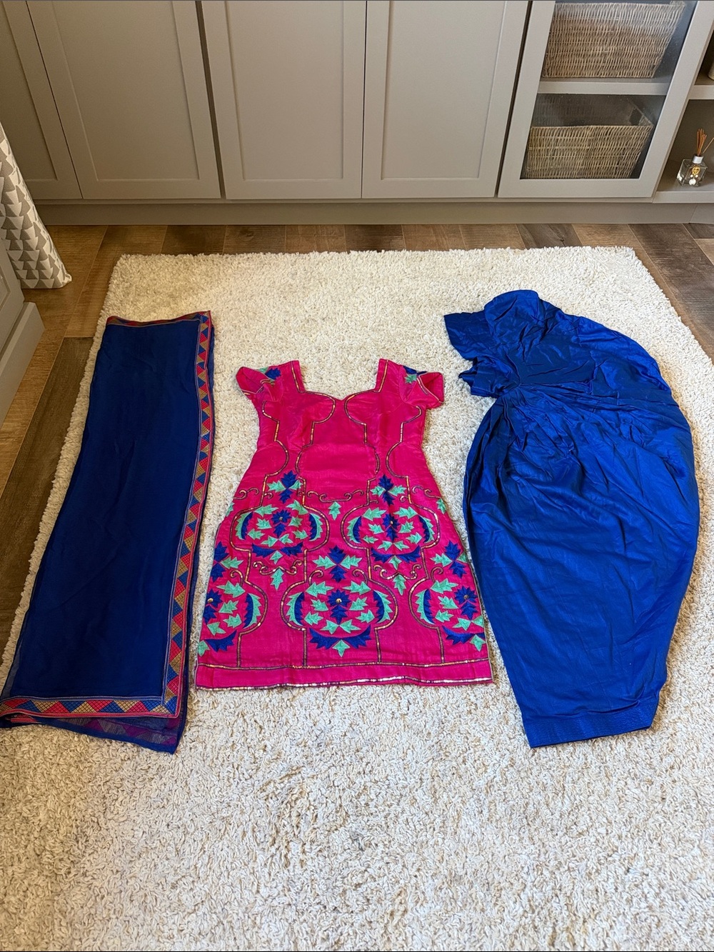 Vibrant Pink & Blue Embroidered Ethnic Set